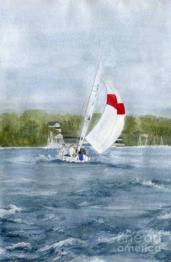 Boat Painting - Sailing on Niagara River by Melly Terpening