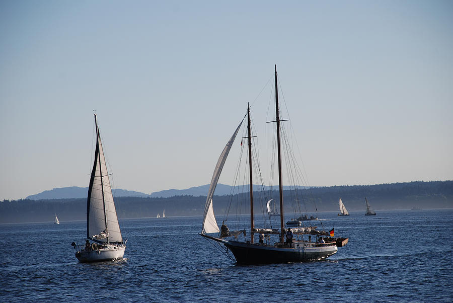 Sailing on Puget Sound  Photograph by Carol Eliassen