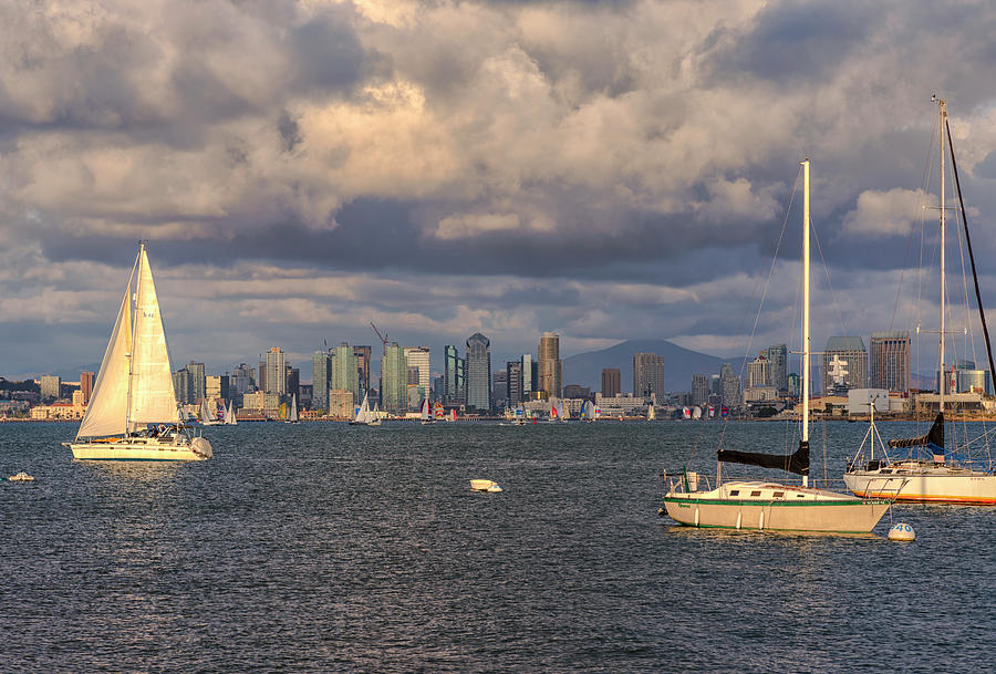 Sailing on San Diego Bay Photograph by Joseph S Giacalone