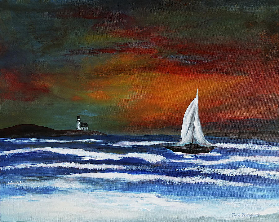 Sailing on the Bay Painting by Dick Bourgault