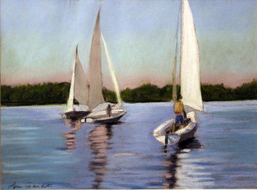 Boston Pastel - Sailing on the Charles by Lenore Gaudet