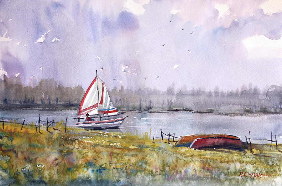 Sailing On White Sand Lake Painting