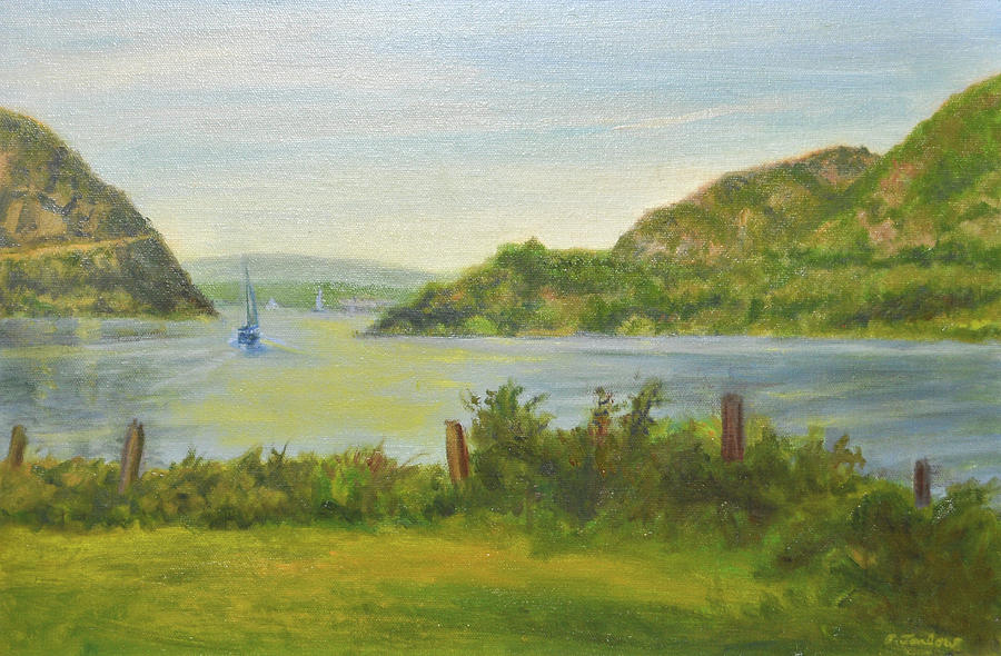 Landscape Painting - Sailing Past Cold Spring by Phyllis Tarlow Landscape Painting - Sailing Past Cold Spring by Phyllis Tarlow