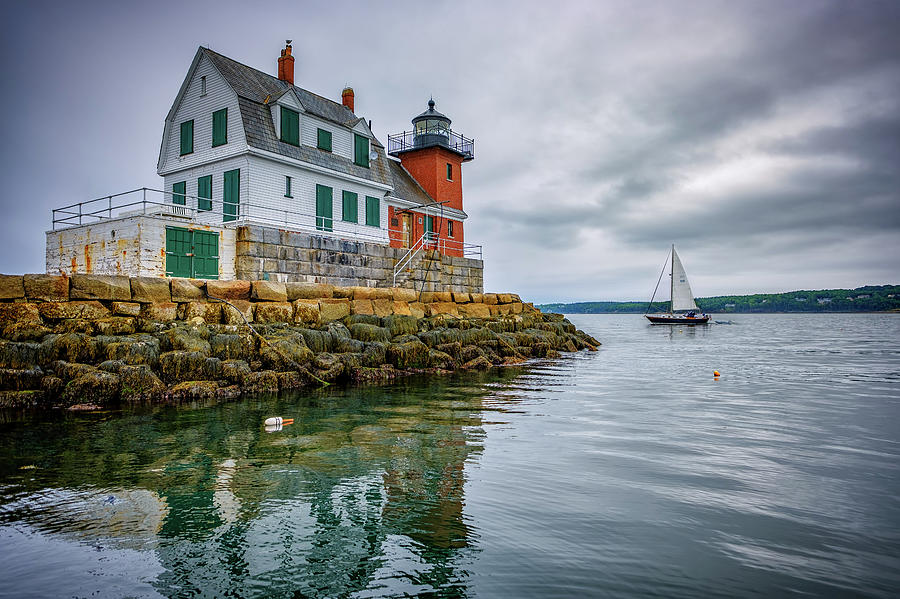 Lighthouse Photograph - Sailing Past The Breakwater by Rick Berk