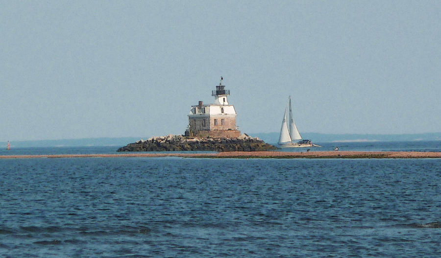 Lighthouse Photograph - Sailing Penfield Lighthouse CT. by Margie Avellino