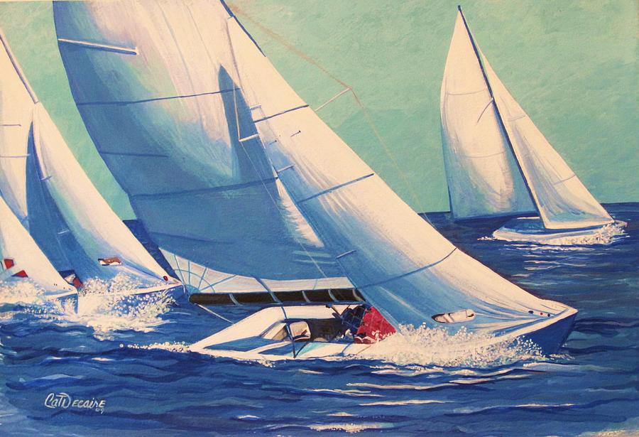 Sailing Regatta Painting by Catalina Decaire