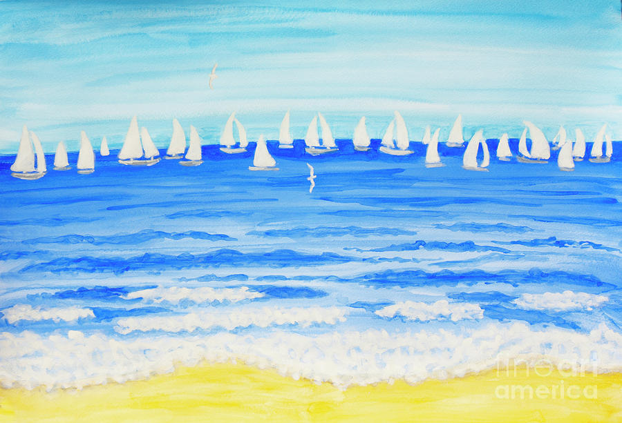 Sailing regatta white 2 Painting by Irina Afonskaya