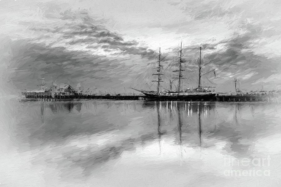 Sailing ship at Cunningham Pier Digital Art by Howard Ferrier