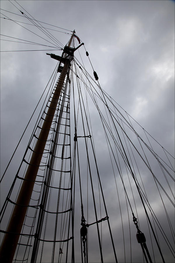Rope Photograph - Sailing Ship Masts and Clouds by Robert Ullmann