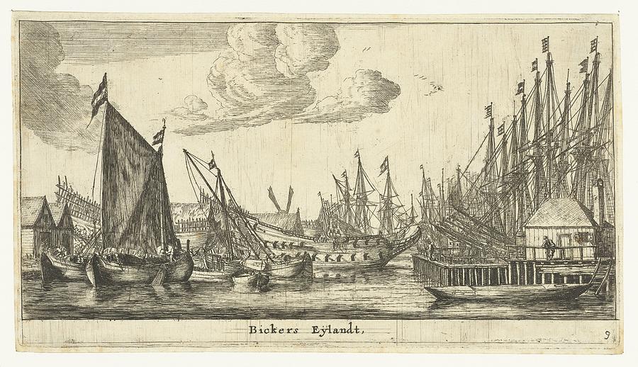 Sailing Ships Bickerseiland Reinier Nooms 1652  1654 Drawing by Vintage Collectables
