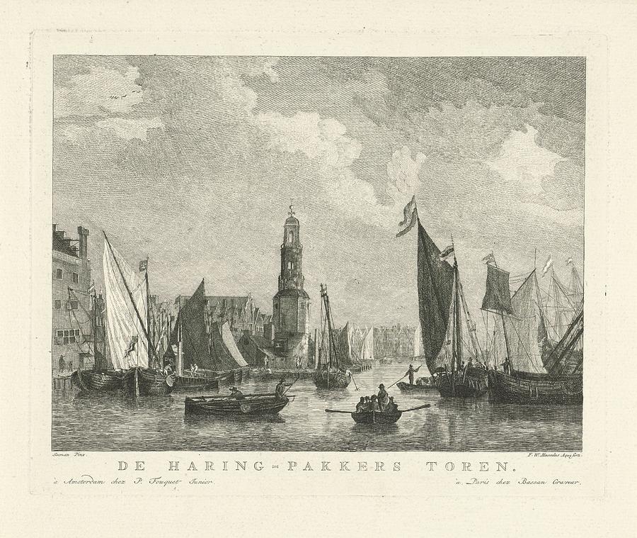 Sailing Ships Haringpakkerstoren te Amsterdam  FW Musculus  after Reinier Nooms  1760  1796 Drawing by Vintage Collectables