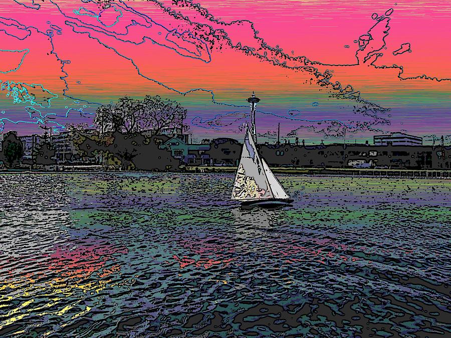 Sailing South Lake Union Digital Art by Tim Allen
