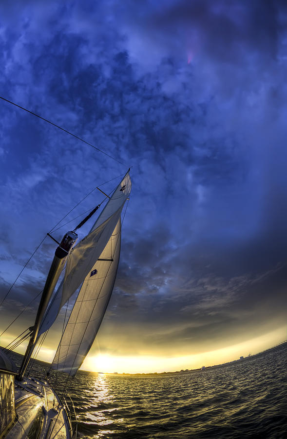 Sailing Sunset Beneteau 49 Yacht Photograph by Dustin K Ryan