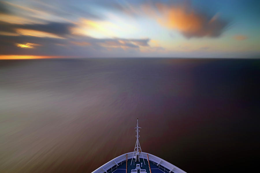 Sailing the Caribbean - Cruise Ship - Sunrise - Seascape Photograph by Jason Politte