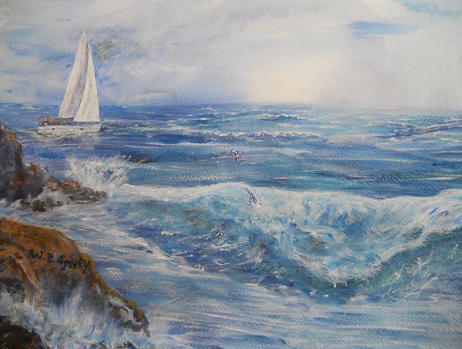 Ocean Painting - Sailing the Ocean Blue by William Spivey
