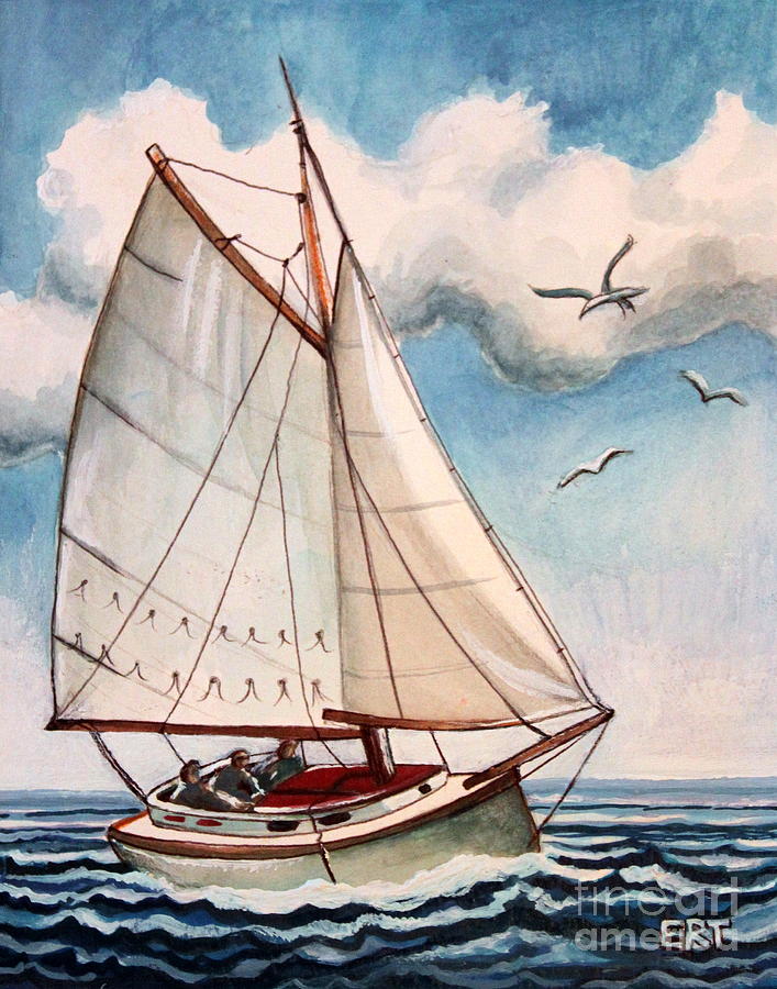 Sailing Through Open Waters Painting by Elizabeth Robinette Tyndall