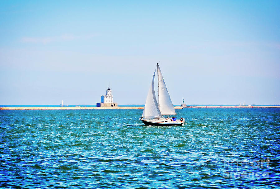Lake Michigan Photograph - Sailing under a summer sky - Milwaukee by Mary Machare