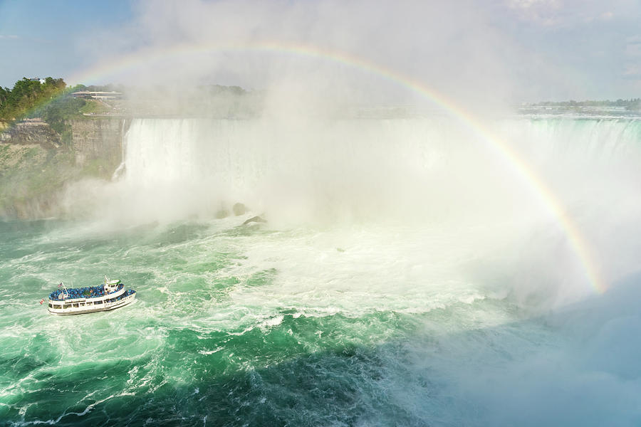 Sailing Under Niagara Falls Rainbow - Maid Of The Mist Boat Cruise Photograph