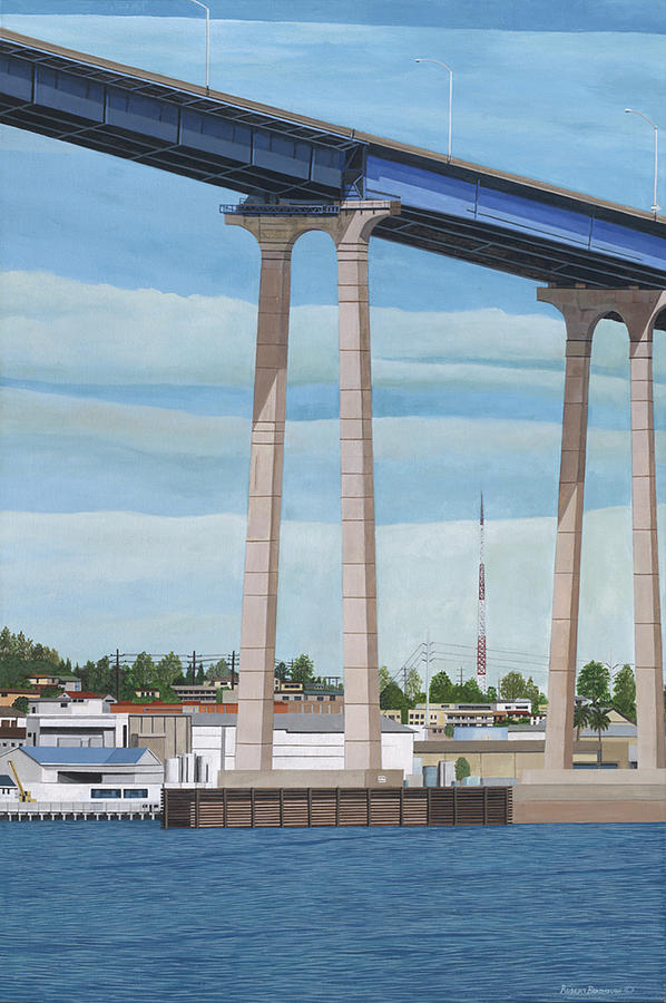 Coronado Bridge Painting - Sailing Under The Coronado Bridge by Robert Bradshaw