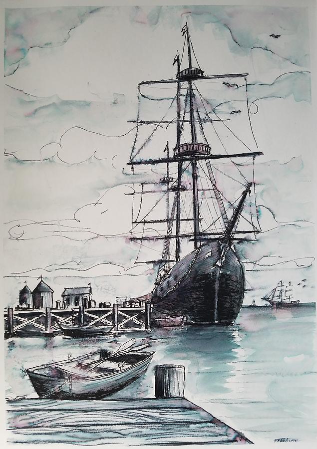Sailing Vessel Pandora Drawing by Vic Delnore