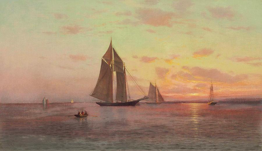 Sailing Vessels off Cape Ann Painting by Francis Augustus