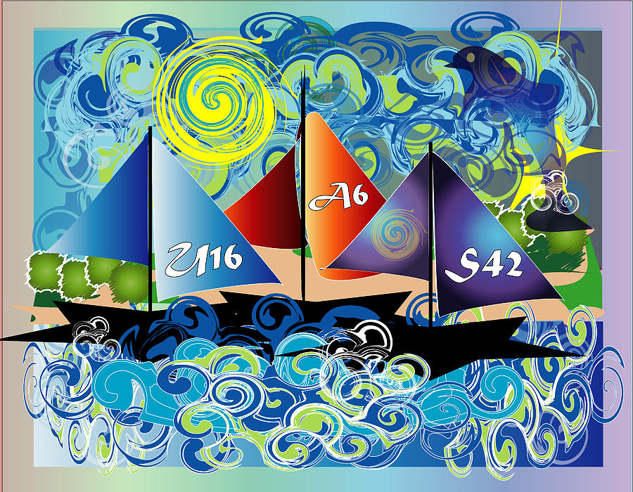 Fish Digital Art - Sailing with Dolphins by George Pasini