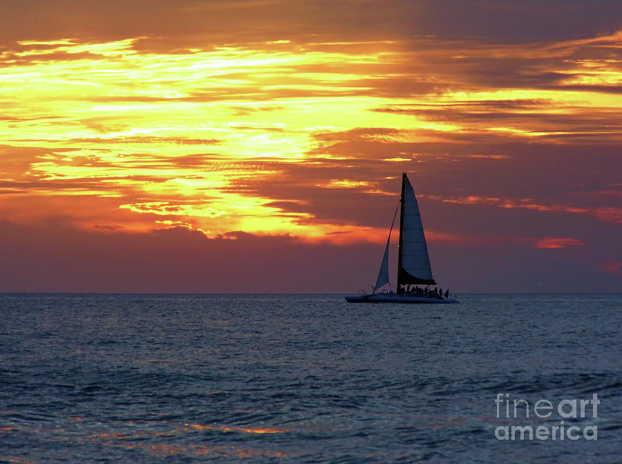 Sailing with Fire In The Sky Photograph by D Hackett