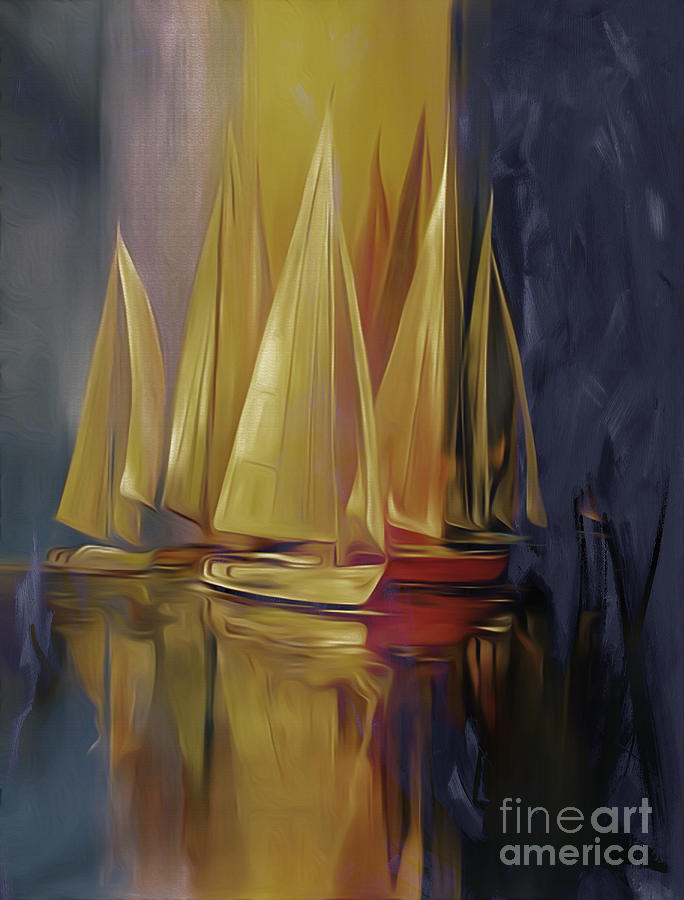 Boat Painting - Sailing Yellow by Gull G