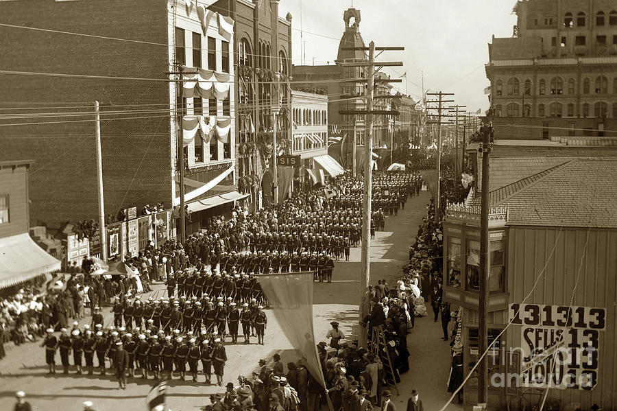 San Diego Photograph - Sailors and Marines from the Great White Fleet paraded in San Digo 1908 by Monterey County Historical Society