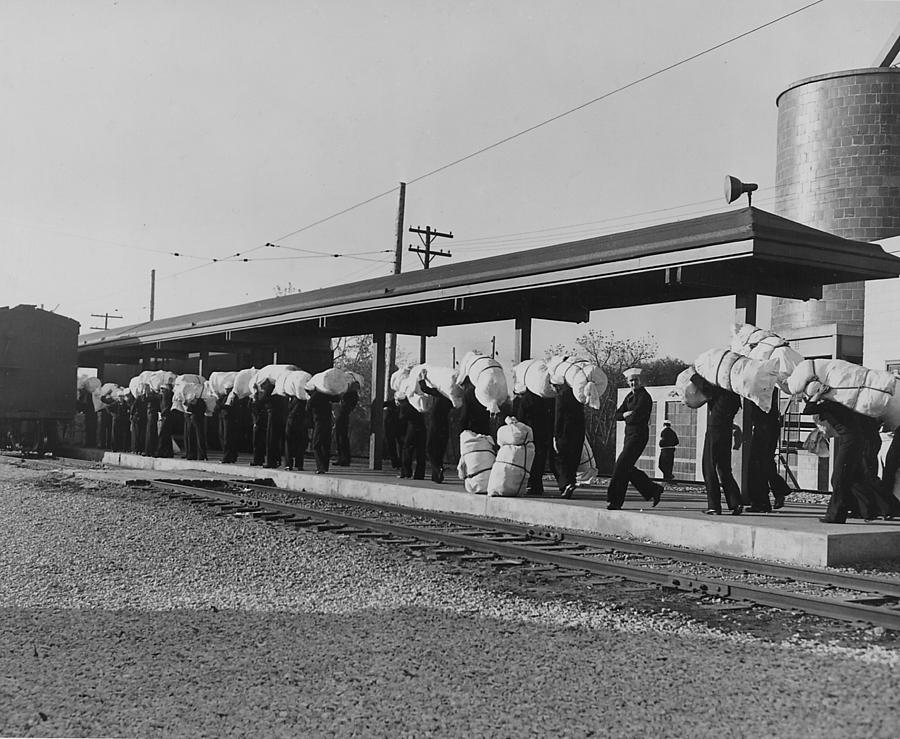 Sailors in Line at Train Stop Photograph by Chicago and North Western Historical Society