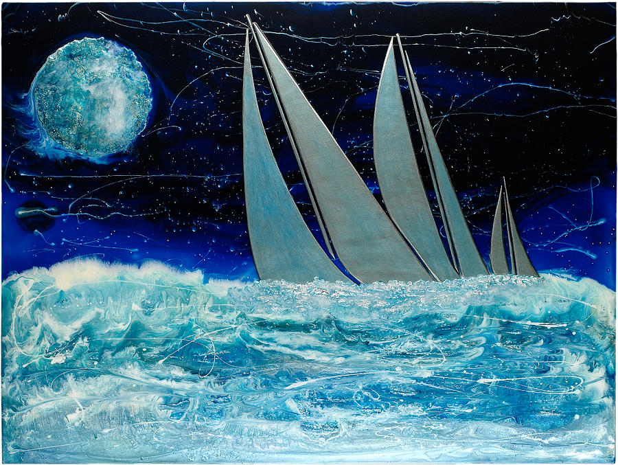 Surrealism Painting - Sailors Night Race by Paul Tokarski