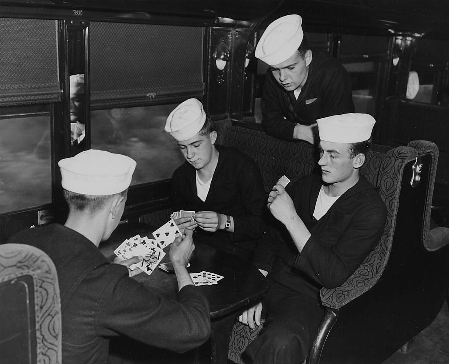 Sailors Play Cards Aboard Chicago and North Western Photograph by Chicago and North Western Historical Society