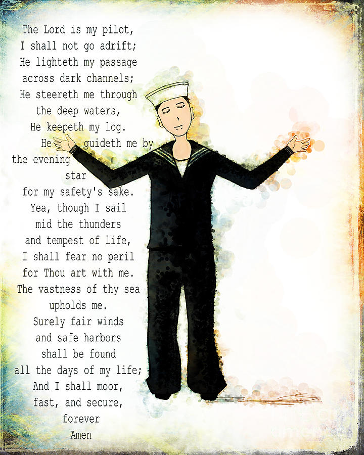Navy Digital Art - Sailors Prayer by Christina VanGinkel