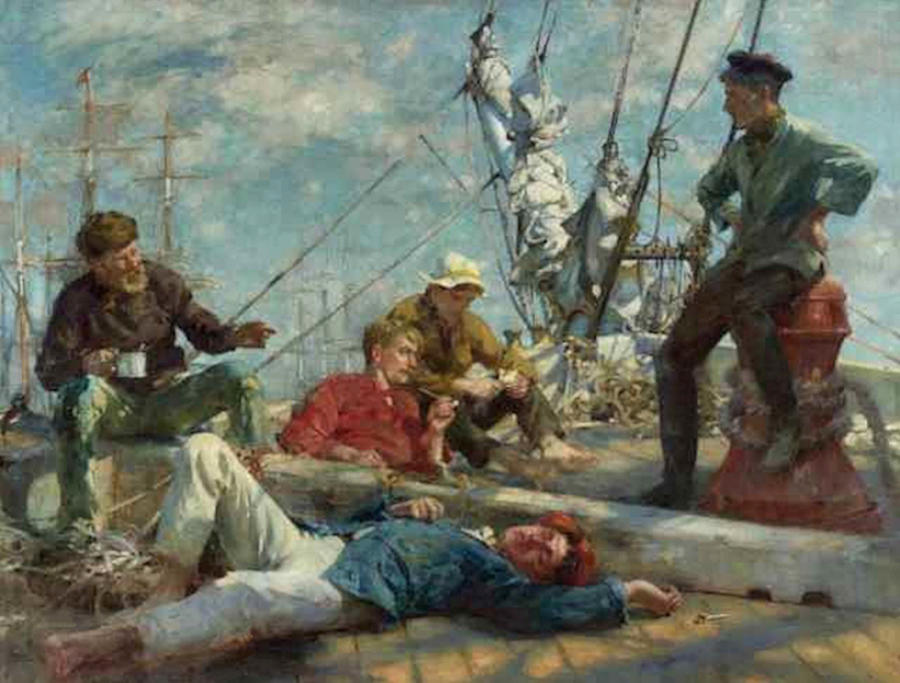 Sailors Yarning Painting by Henry Scott Tuke
