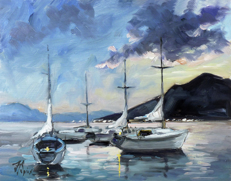 Sails 4 - Lake Como Painting by Irek Szelag
