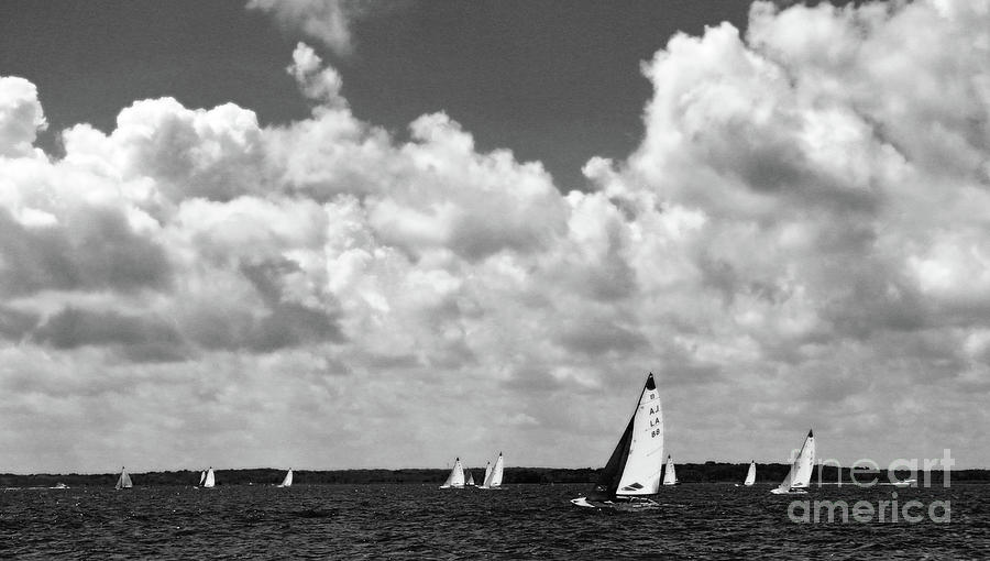 Sails and Clouds in BW Photograph by Mary Haber