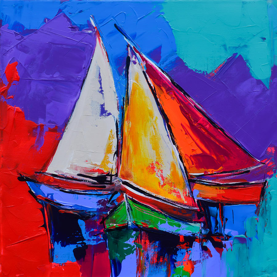 Boat Painting - Sails Colors by Elise Palmigiani