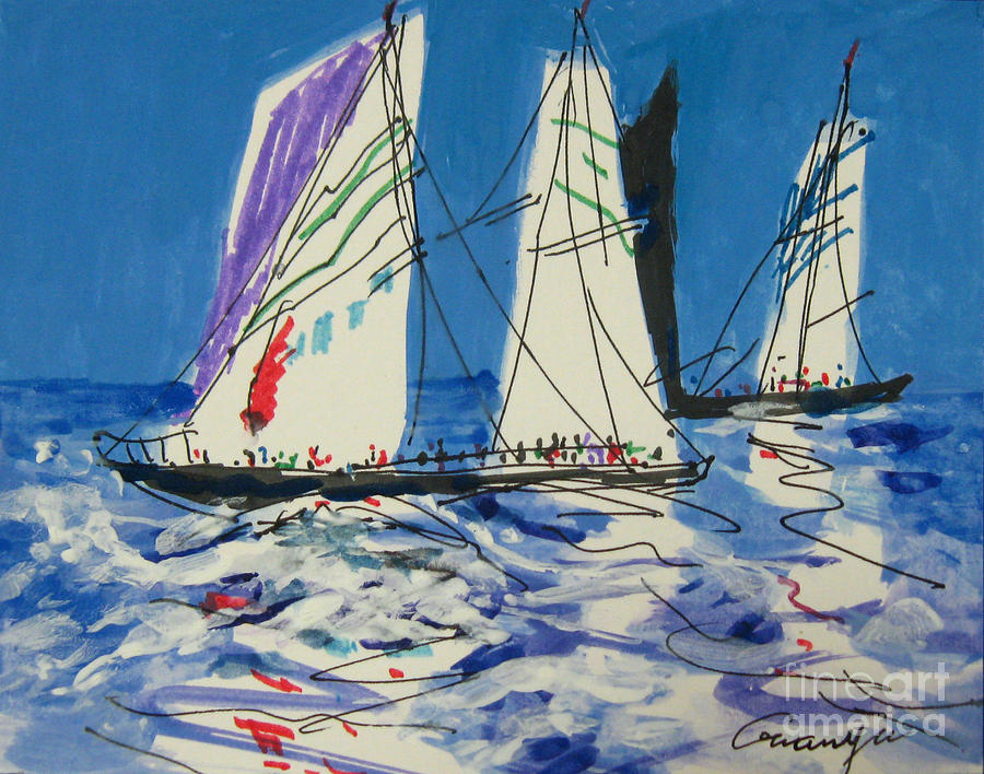 Boat Drawing - Sails III by Guanyu Shi