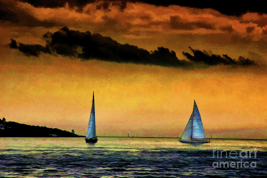 Sails in Sunset Photograph by Rick Bragan