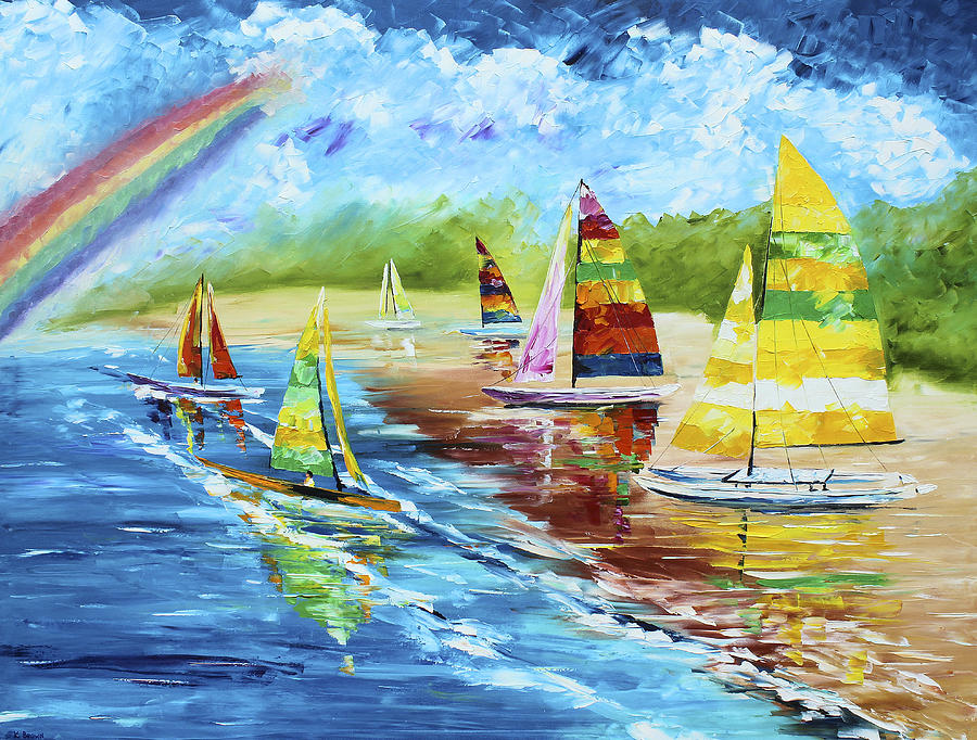 Sails on the Beach Painting by Kevin  Brown