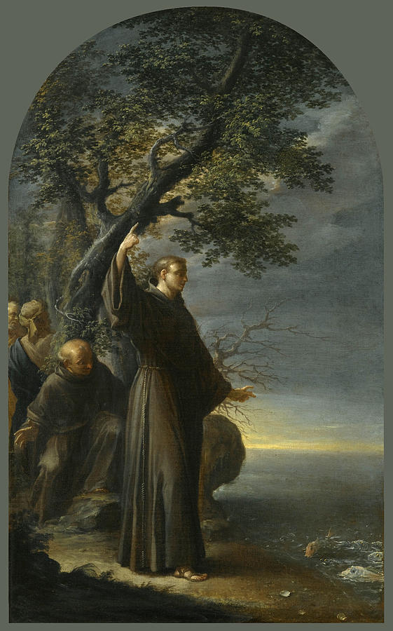 Saint Anthony of Padua preaching to the Fish Painting by Francesco Trevisani