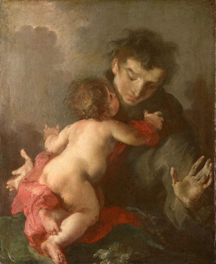 Jesus Christ Painting - Saint Anthony of Padua with the Infant Christ by Giuseppe Bazzani