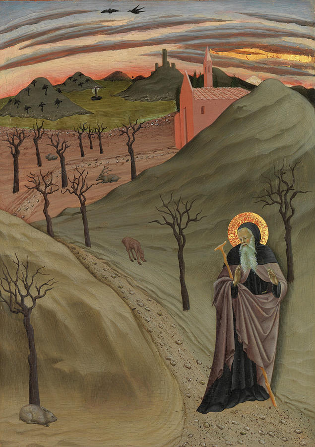 Desert Painting - Saint Anthony the Abbot in the Wilderness by Osservanza Master