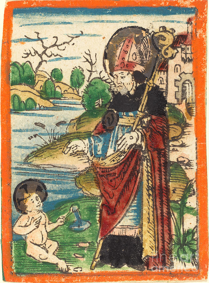 Saint Augustine Drawing by German 15th Century