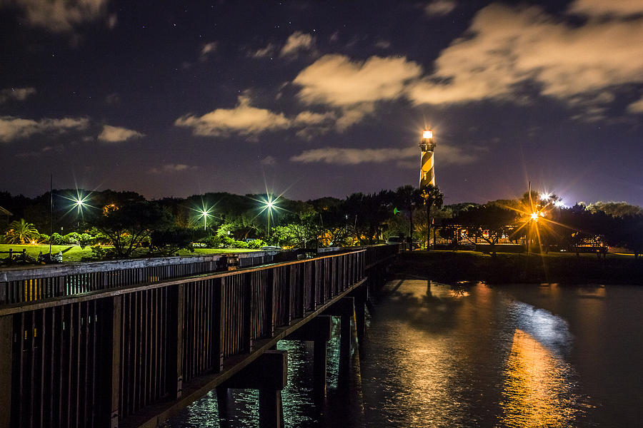 Saint Augustine Lighthouse At Night Photograph by Rob Sellers