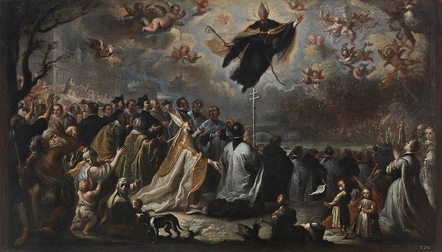 Saint Augustine Vanquishing The Plague Of Locusts Painting By Saint Augustine Vanquishing The Plague Of Locusts Painting By