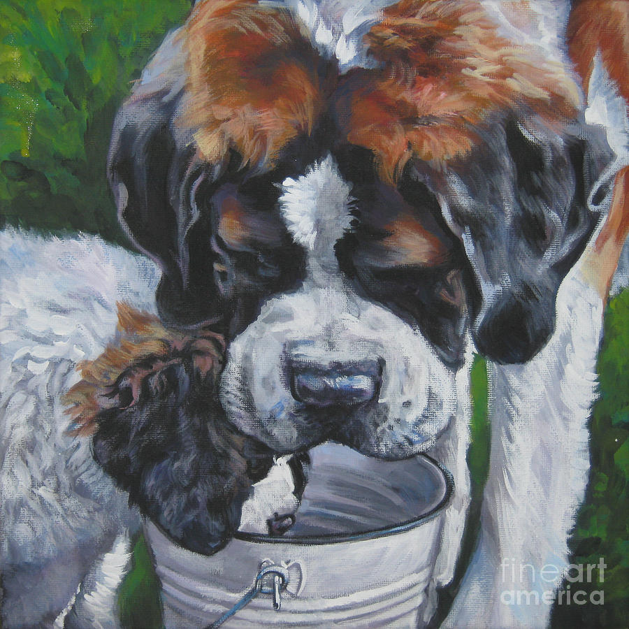 Saint Bernard and pup Painting by Lee Ann Shepard