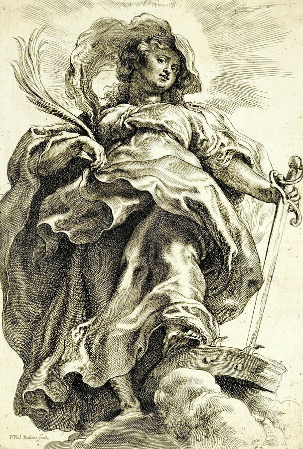 Saint Catherine in the Clouds Relief by Peter Paul Rubens