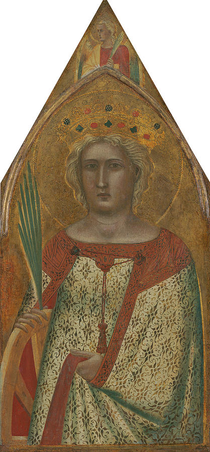 Saint Catherine of Alexandria, with an Angel  Painting by Pietro Lorenzetti