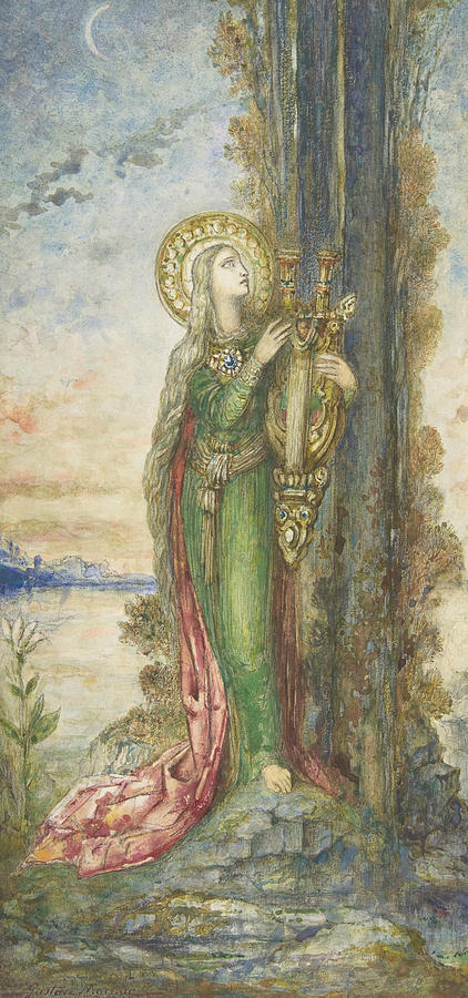 Saint Cecilia Drawing by Gustave Moreau